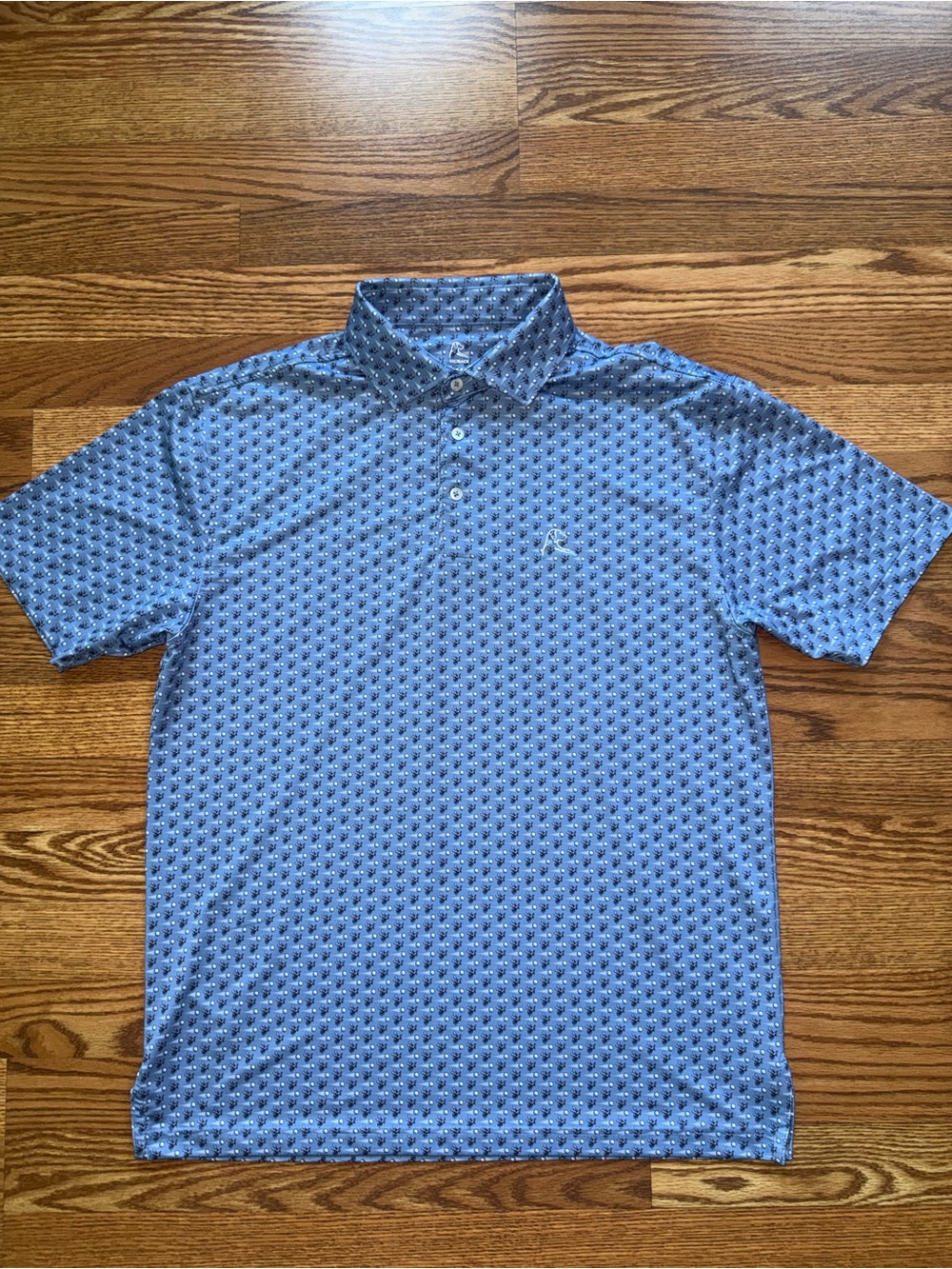 Rhoback Stinger Bee Golf Light Blue Microprint Polo Medium